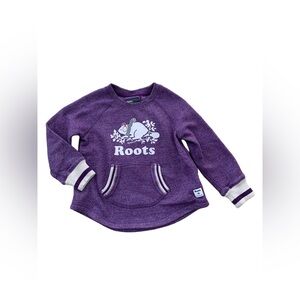 Roots Size 5T Purple Crewneck Sweatshirt with Felt Logo Graphic